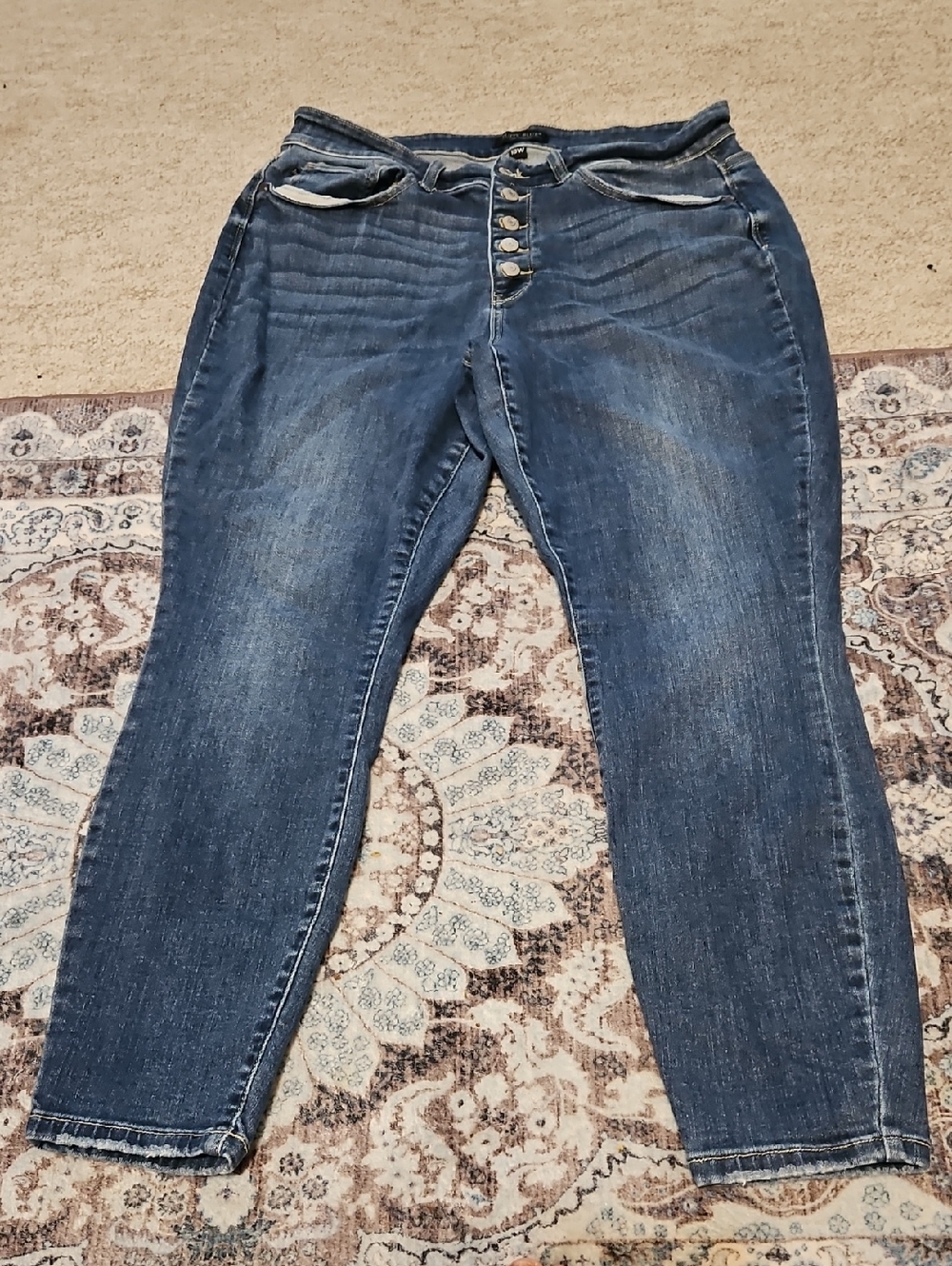 Judy Blue Women's Dark Blue Skinny Button-Fly Jeans